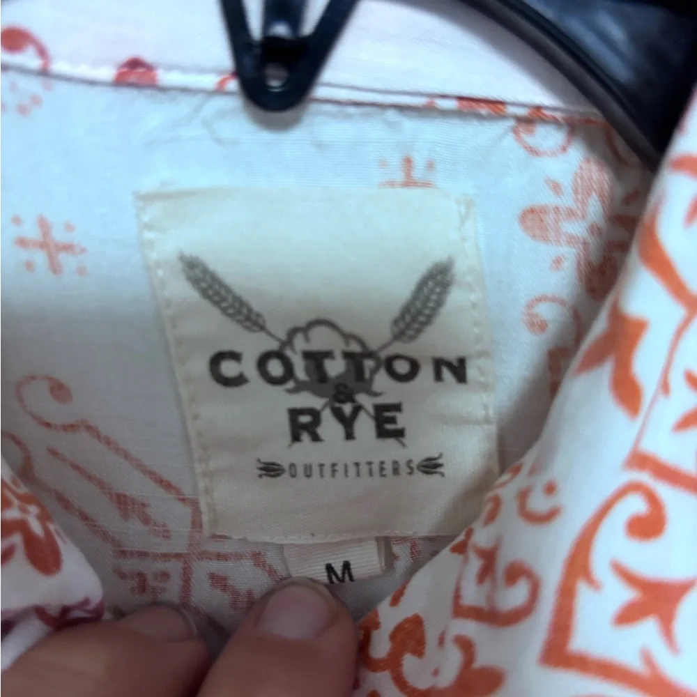 Cotton &‎ Rye Orange and White Paisley Button-Up Shirt Women’s Size: Medium NWOT - Picture 2 of 4